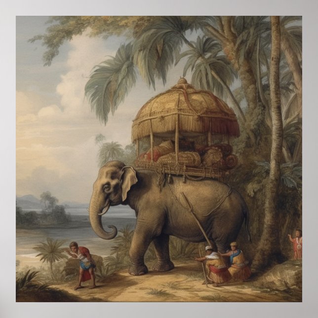 Affiche Élément Cérémonial Antique et Howdah Doré  (Devant)