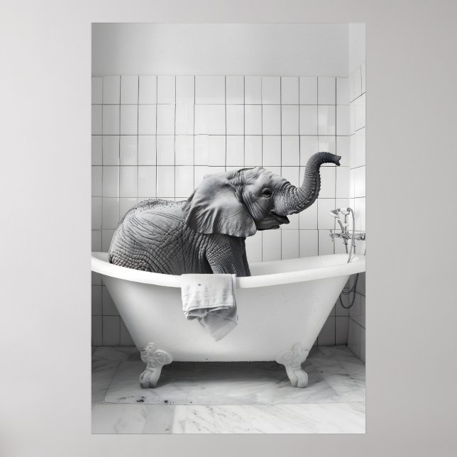 Affiche Élément d'art mural de salle de bain drôle avec él (Devant)