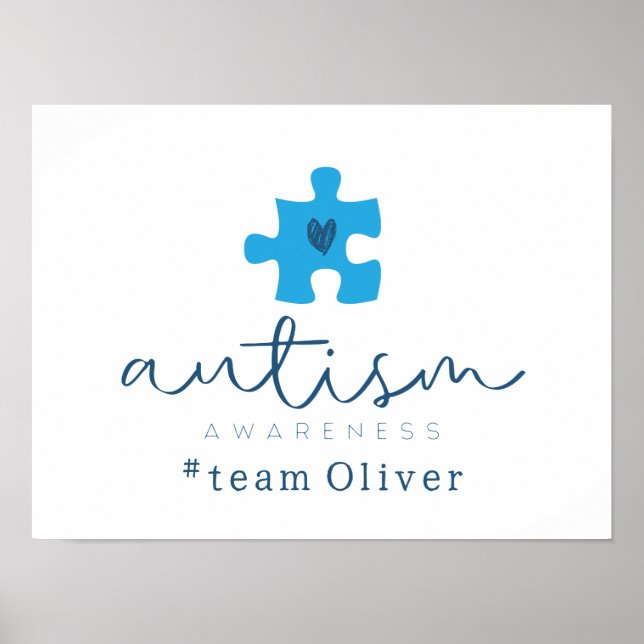 Affiche élément de puzzle bleu de sensibilisation à l'auti (Devant)