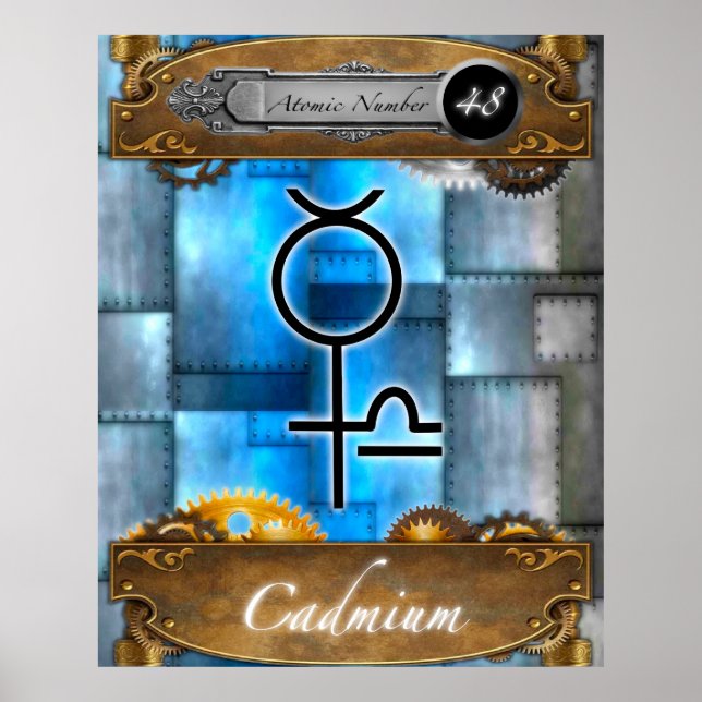 Affiche Élément périodique Cadmium Numéro atomique #48 Pos (Devant)