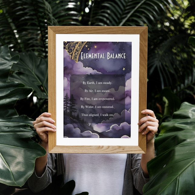 Affiche Elemental Balance Purple Night Sky Pagan Prayer (Purple Night Sky Elemental Balance Prayer for Pagan and Wiccan Practice by Starborne Devotionals)