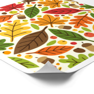 Affiche Éléments de feuilles d'automne mignonnes