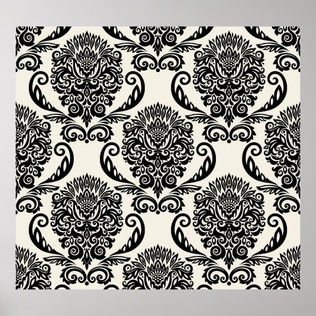 Affiche Éléments décoratifs, dessin sans couture libre. (Devant)