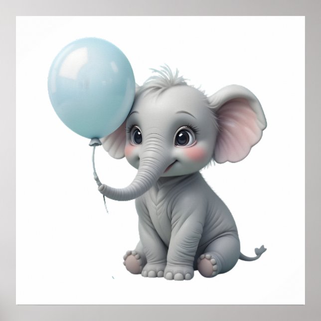 Affiche Elephant adorable Imprimer pour bébé crèche (Devant)