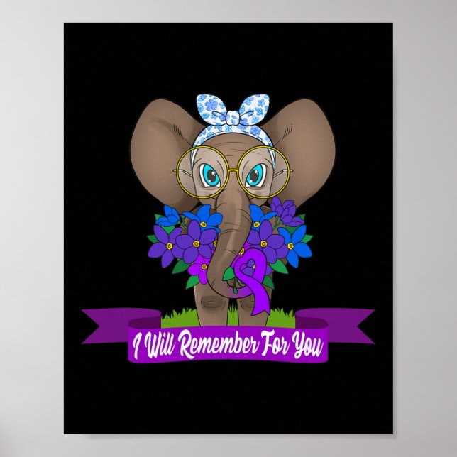 Affiche Eléphant Alzheimer Sensibilisation Cadeau Rib pour (Devant)