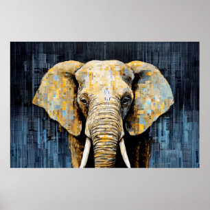 Affiche Eléphant Animal Art Décor Peinture Mosaïque
