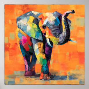 Affiche Eléphant arc-en-ciel Abstrait