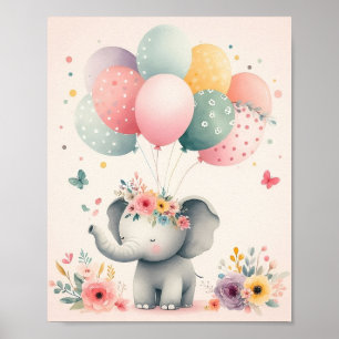 Affiche Eléphant Arrière - plan rose mignon