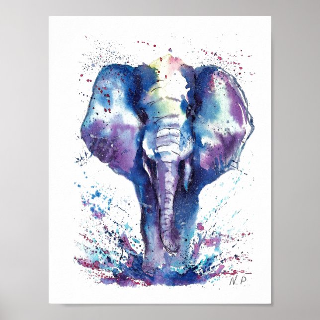 Affiche Éléphant  art pour enfants (Devant)