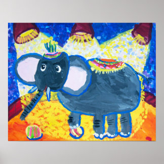 Affiche Eléphant au cirque