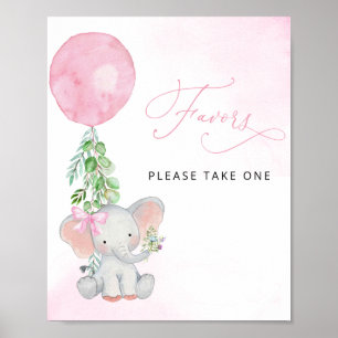 Affiche Elephant avec Balloon Baby shower Décor Faveurs