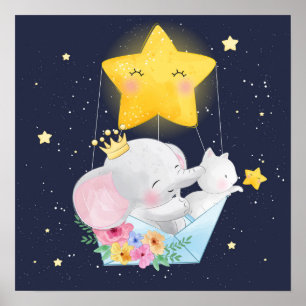 Affiche Eléphant Avec Un Kitten