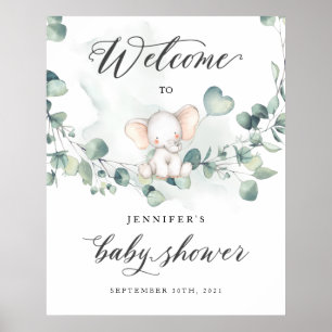 Affiche Elephant Baby Shower Welcome Sign