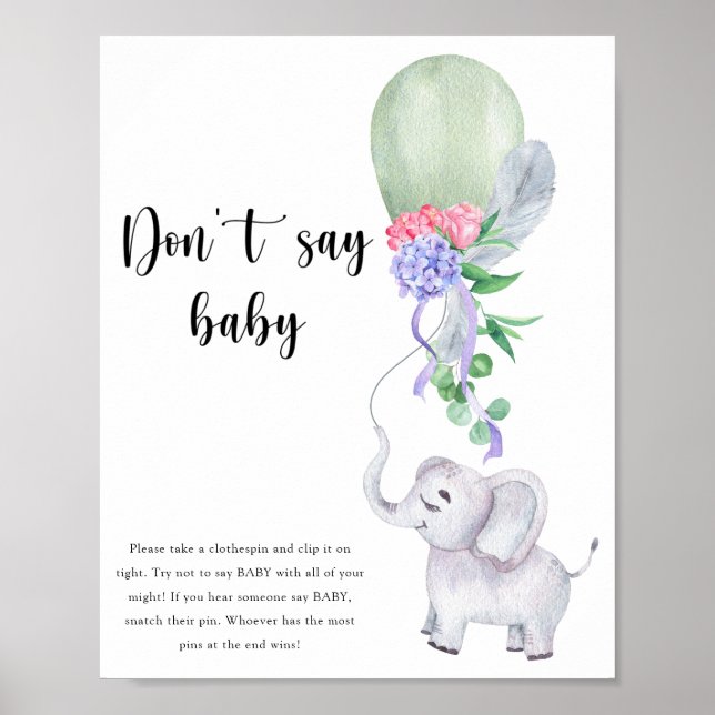 Affiche Elephant & Balloon - Ne pas dire bébé (Devant)
