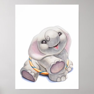 Affiche Eléphant bébé avec pouponnière à houle Imprimer