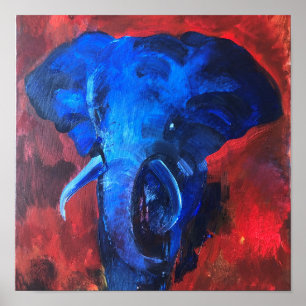 Affiche éléphant bleu, image de Ganesha, avec happ