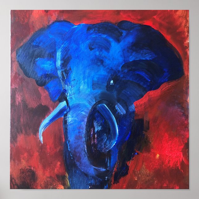 Affiche éléphant bleu, image de Ganesha, avec happ (Devant)