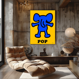 Affiche Éléphant Bleu Pop Art – Silhouette d'Animal Audaci