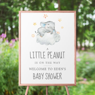 Affiche Elephant Boy Little Peanut Baby shower Bienvenue