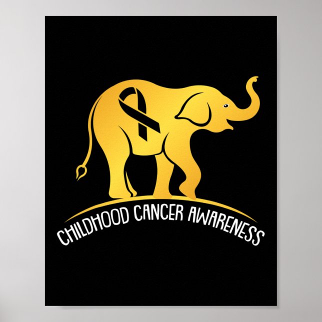 Affiche Elephant Childhood Cancer Awareness Ribbon Warrier (Devant)