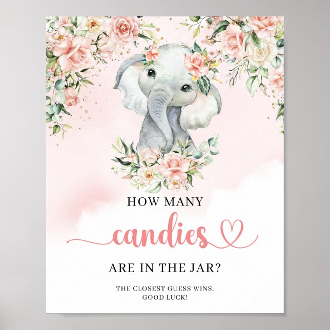 Affiche Elephant Combien de bonbons sont dans le jeu Jar (Devant)