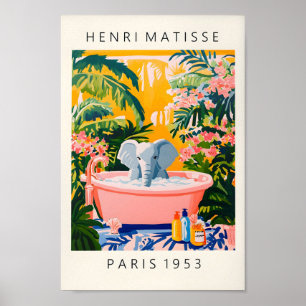 Affiche Elephant Dans La Baignoire Drôle Poster, Salle De