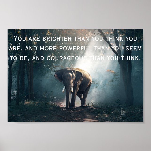 Affiche Eléphant dans la forêt avec une citation positive (Devant)