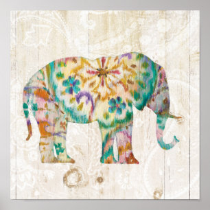 Affiche Éléphant de Boho Paisley I
