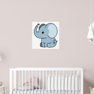 Affiche Éléphant de dessin animé mignon et fantaisiste