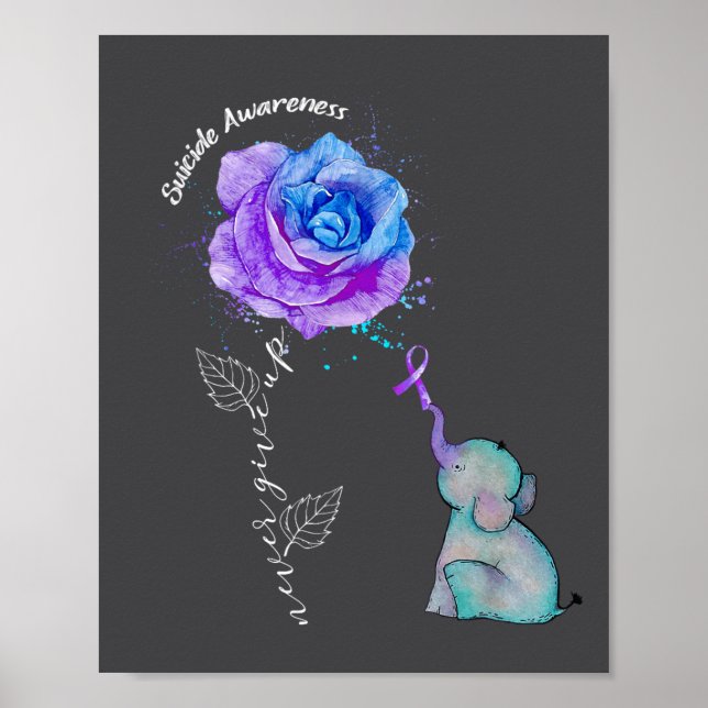 Affiche Éléphant de fleur de sensibilisation à la préventi (Devant)