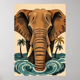 Affiche Eléphant de l'île Majestic - Tropical Tusked Giant