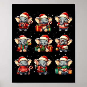 Affiche Éléphant de Noël drôle amateur d'éléphant Pyjama H