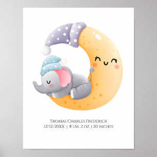 Affiche Éléphant dormant dans Statistiques de naissance pe