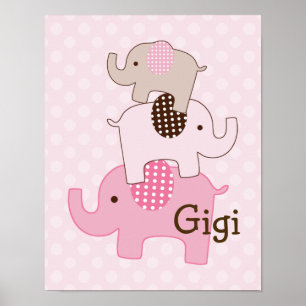 Affiche Eléphant empilé avec art Pois