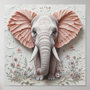 Affiche Eléphant en fleur