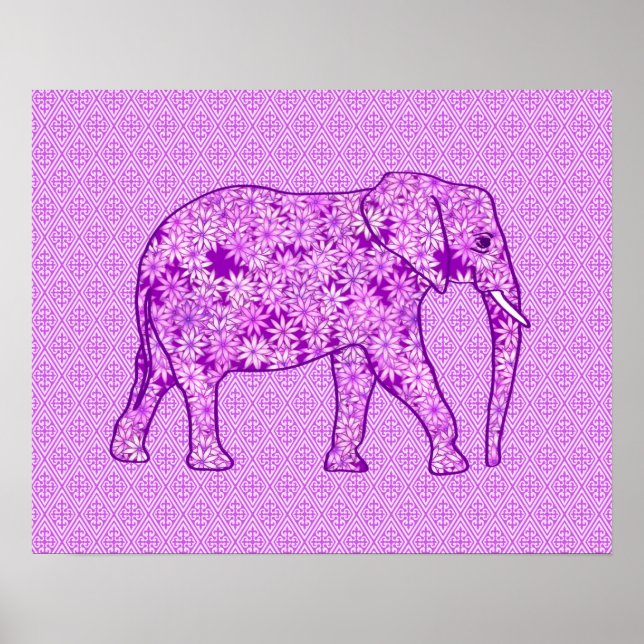 Affiche Eléphant fleur - améthyste violet (Devant)
