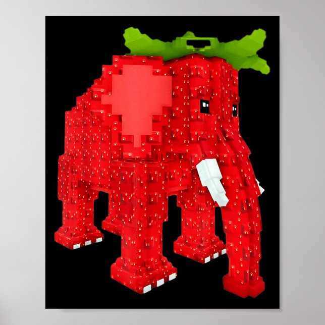 Affiche Éléphant Fraise  (Devant)