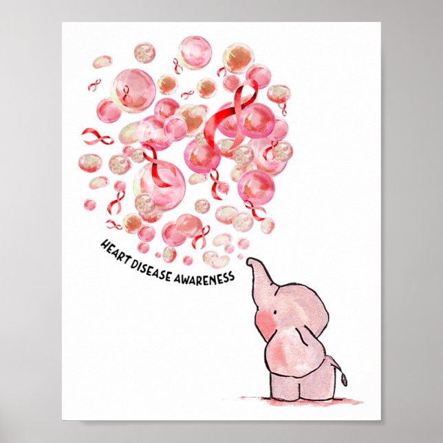 Affiche Éléphant Gonfle Des Ballons Rouges Sensibilisation (Devant)