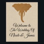 Affiche Elephant Head Natural Rustic Safari Chic Bannière<br><div class="desc">Customisez avec tout texte. Des éléments correspondants sont disponibles.</div>