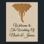 Affiche Elephant Head Natural Rustic Safari Chic Bannière<br><div class="desc">Customisez avec tout texte. Des éléments correspondants sont disponibles.</div>