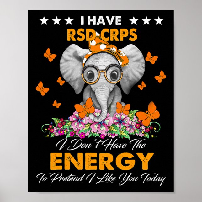 Affiche Elephant J'ai RSD CRPS cadeaux de sensibilisation (Devant)