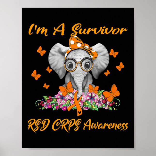 Affiche Elephant Je suis un survivant Rsd Crps sensibilisa (Devant)