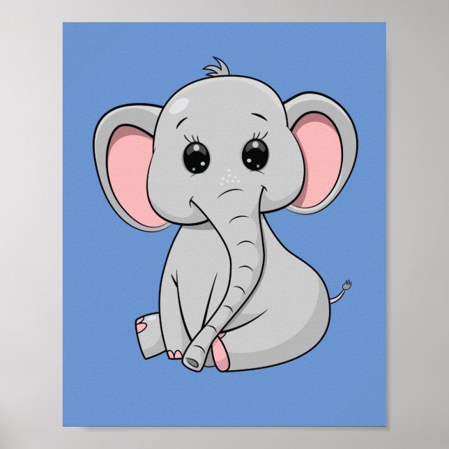 Affiche Eléphant mignon (Devant)