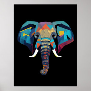 Affiche Eléphant mignon faible poly illustration