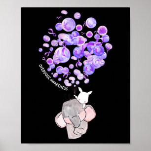 Affiche Éléphant Mignon Faisant Éclater des Lloons Violets