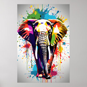 Affiche Eléphant Mur Art, Animal Wildlife Splatart