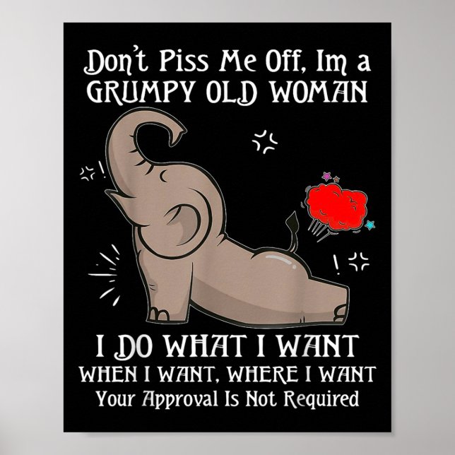 Affiche Elephant ne me désactivent pas Je suis une vieille (Devant)
