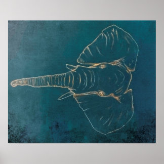 Affiche Eléphant néon foncé