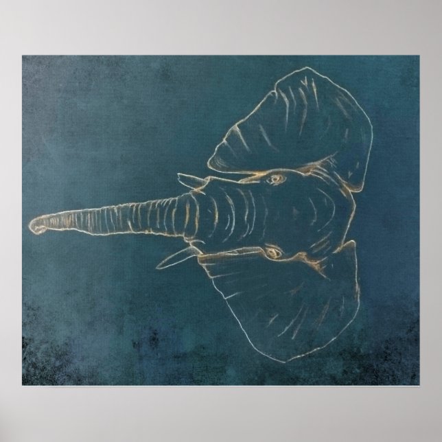 Affiche Eléphant néon foncé (Devant)