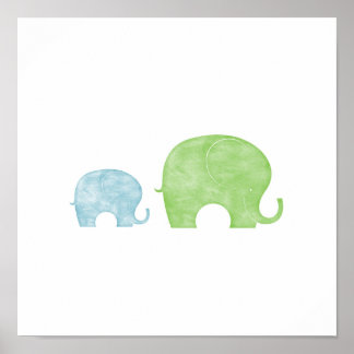 Affiche Eléphant Parent & Bébé